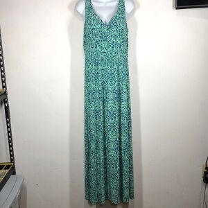 Chaps blue and green maxi dress size large